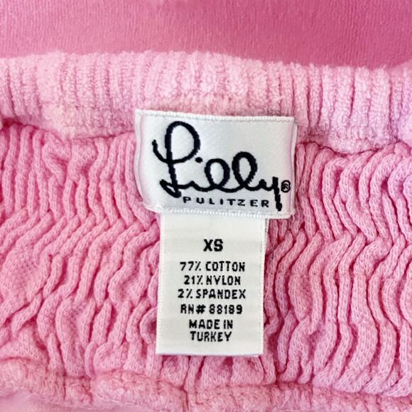 Vintage Lilly Pulitzer Pink Green Pom Pom Trim Terrycloth Halter Mini Dress - Picture 3 of 3